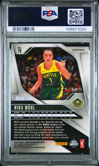 2024 Panini Prizm WNBA - NIKA MUHL #75 - PULSAR Rookie /499 - PSA - /499
