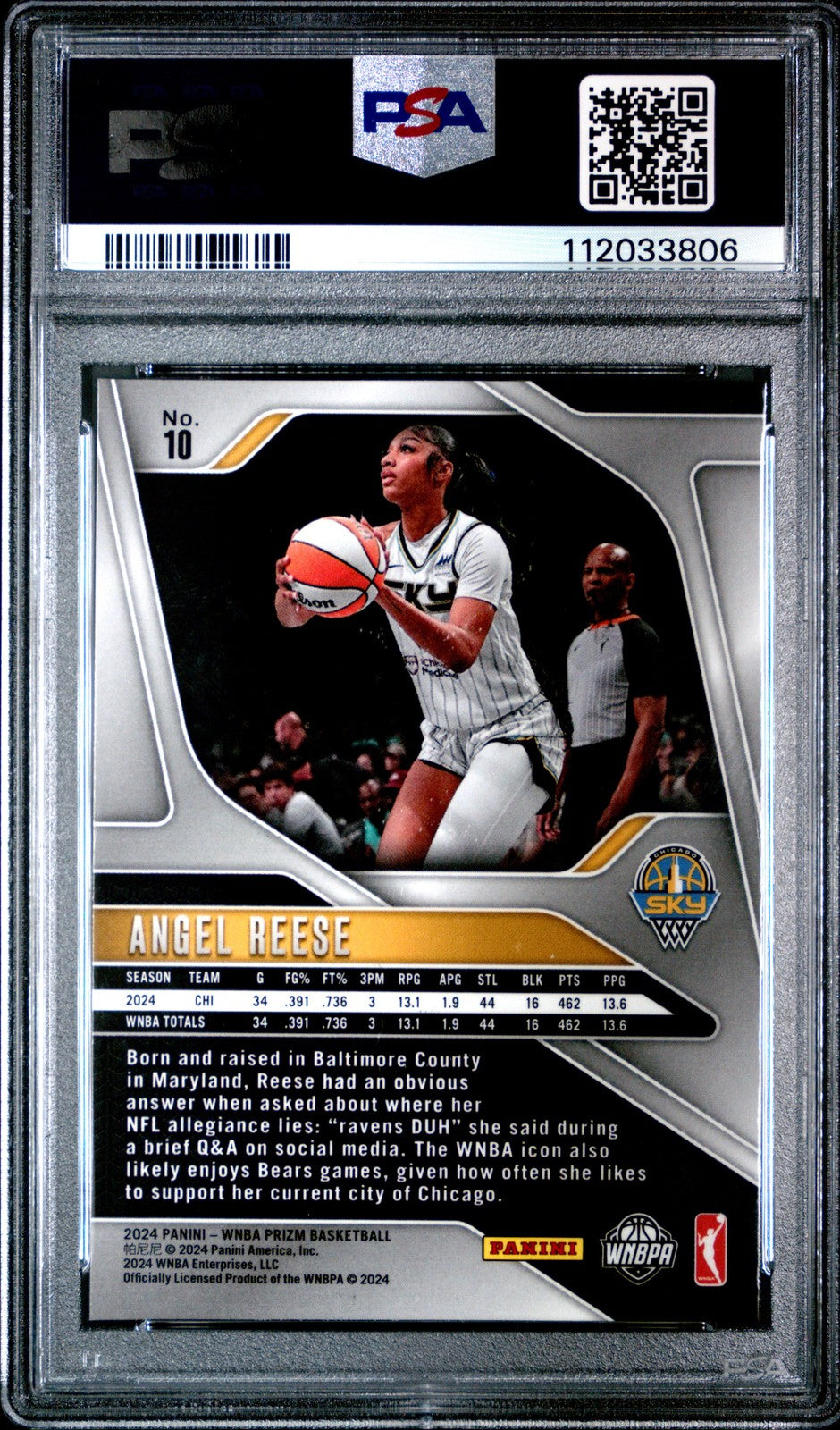2024 Panini Prizm WNBA - ANGEL REESE #10 a - Rookie - PSA 8 - ROOKIE