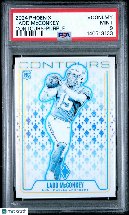 2024 Panini Phoenix - LADD McCONKEY #CONLMY - CONTOURS PURPLE - Rookie - PSA