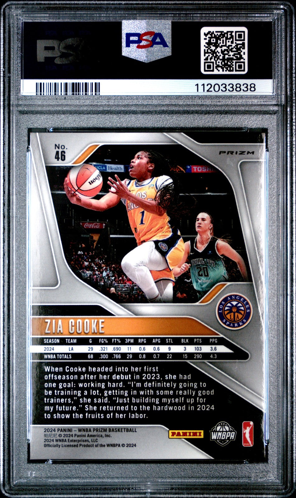 2024 Panini Prizm WNBA - ZIA COOKE #46 - Checkerboard - PSA 10