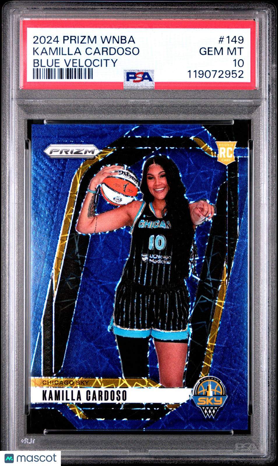 2024 Panini Prizm WNBA - KAMILLA CARDOSO #149 - Blue Velocity ROOKIE - PSA 10