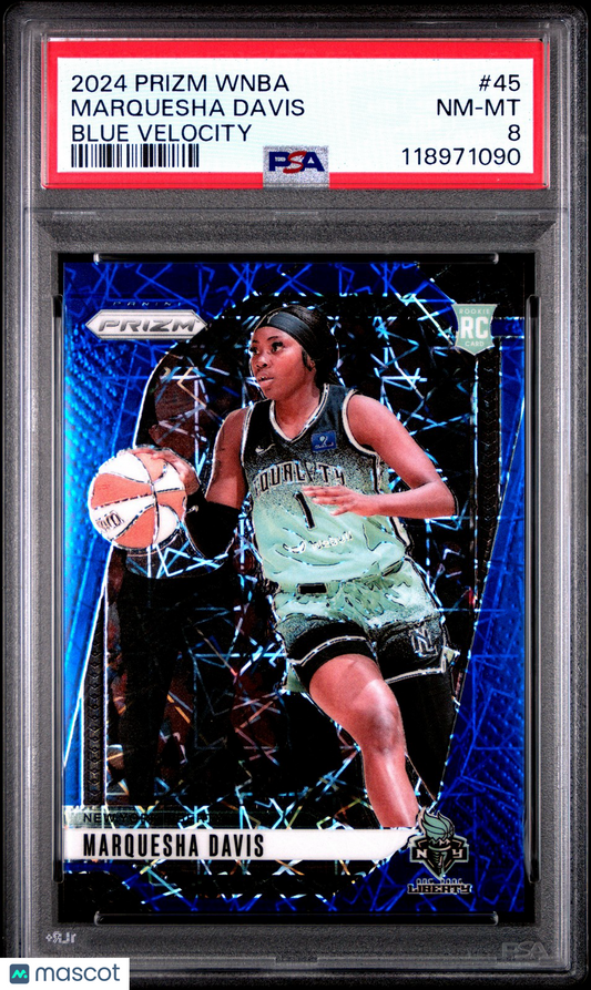 2024 Panini Prizm WNBA- MARQUESHA DAVIS #45 -Blue Velocity Rookie - PSA - ROOKIE