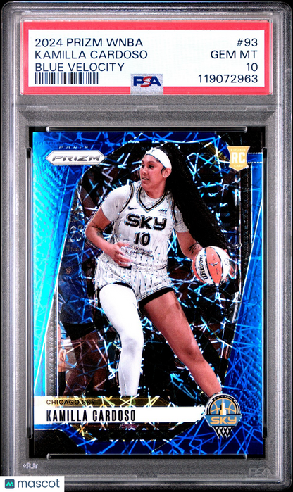 2024 Panini Prizm WNBA - KAMILLA CARDOSO #93 - BLUE VELOCITY - Rookie - PSA 10
