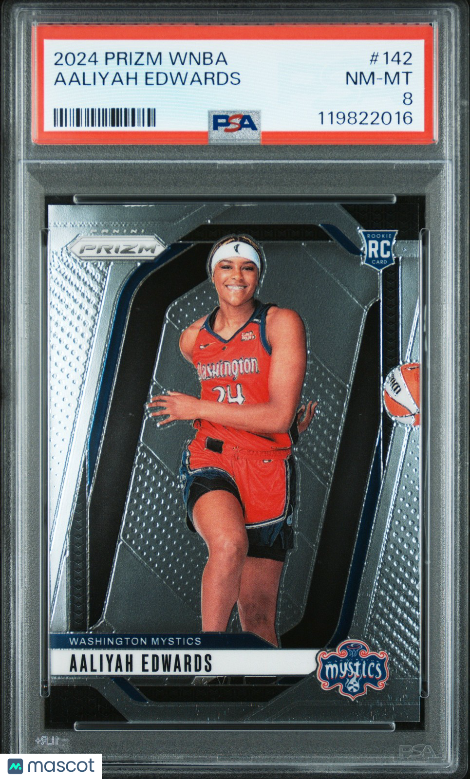 2024 Panini Prizm WNBA - AALIYAH EDWARDS #142 b - Rookie - PSA 8 - ROOKIE