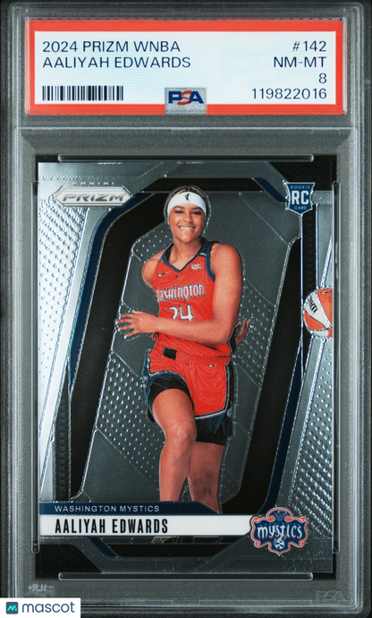 2024 Panini Prizm WNBA - AALIYAH EDWARDS #142 b - Rookie - PSA 8 - ROOKIE