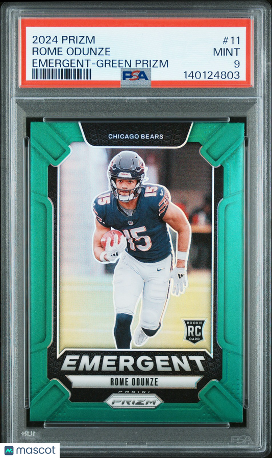 2024 Panini Prizm Football - ROME ODUNZE - EMERGENT Rookie - GREEN PRIZM - PSA