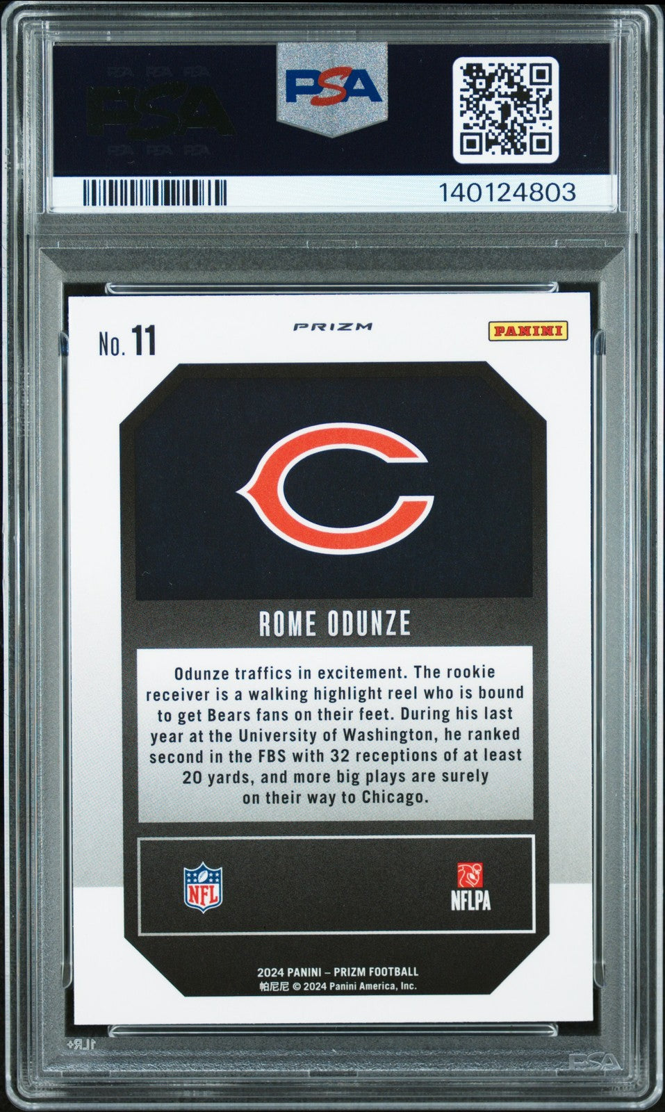 2024 Panini Prizm Football - ROME ODUNZE - EMERGENT Rookie - GREEN PRIZM - PSA