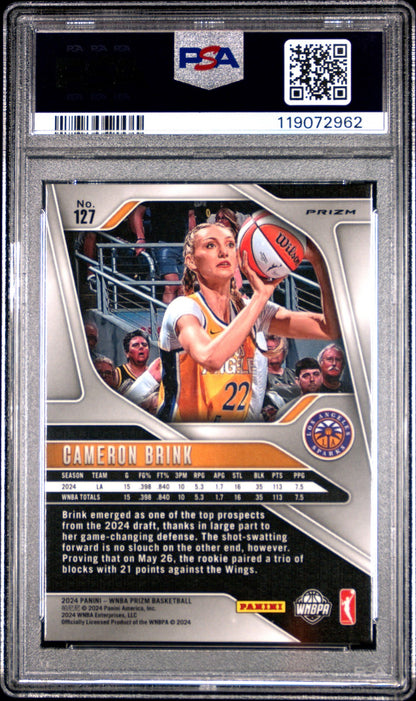 2024 Panini Prizm WNBA- CAMERON BRINK #127 - Blue Velocity Rookie - PSA - ROOKIE