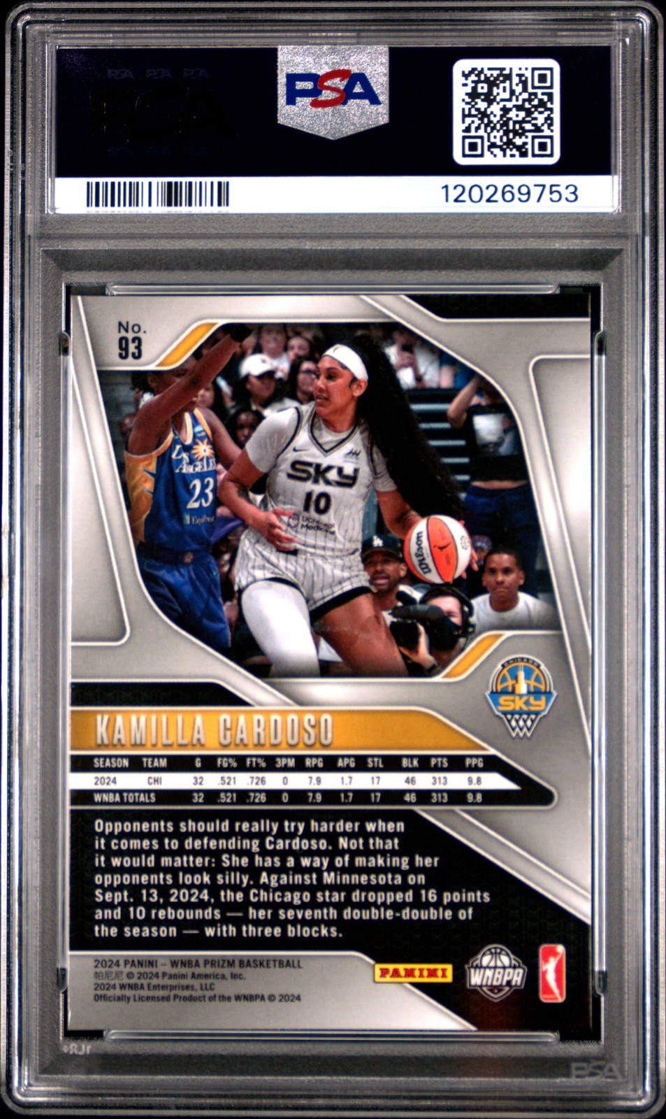 2024 Panini Prizm WNBA - KAMILLA CARDOSO #93 c - Rookie - PSA 8 - ROOKIE