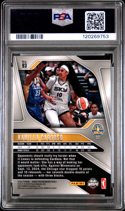2024 Panini Prizm WNBA - KAMILLA CARDOSO #93 c - Rookie - PSA 8 - ROOKIE