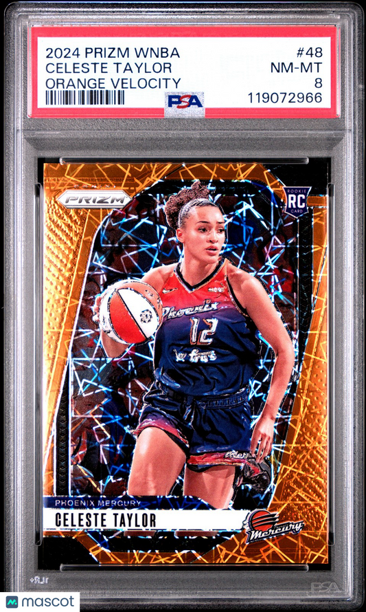 2024 Panini Prizm WNBA - CELESTE TAYLOR - ORANGE VELOCITY Rookie - PSA - ROOKIE