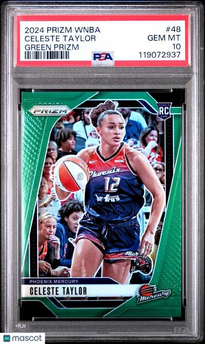 2024 Panini Prizm WNBA - CELESTE TAYLOR - ROOKIE - Green Prizm Rookie - PSA 10