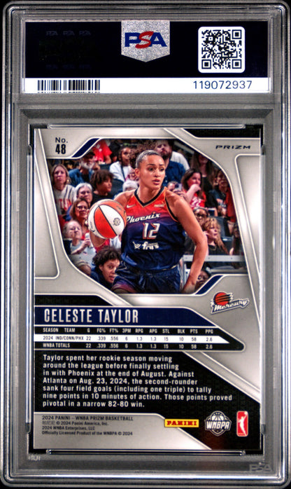 2024 Panini Prizm WNBA - CELESTE TAYLOR - ROOKIE - Green Prizm Rookie - PSA 10