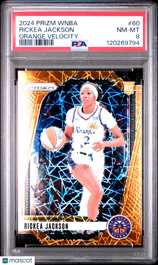 2024 Panini Prizm WNBA - RICKEA JACKSON #60 - Rookie ORANGE VELOCITY - PSA