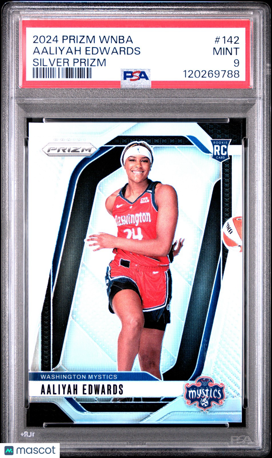 2024 Panini Prizm WNBA- AALIYAH EDWARDS #142- Silver Prizm Rookie - PSA - ROOKIE