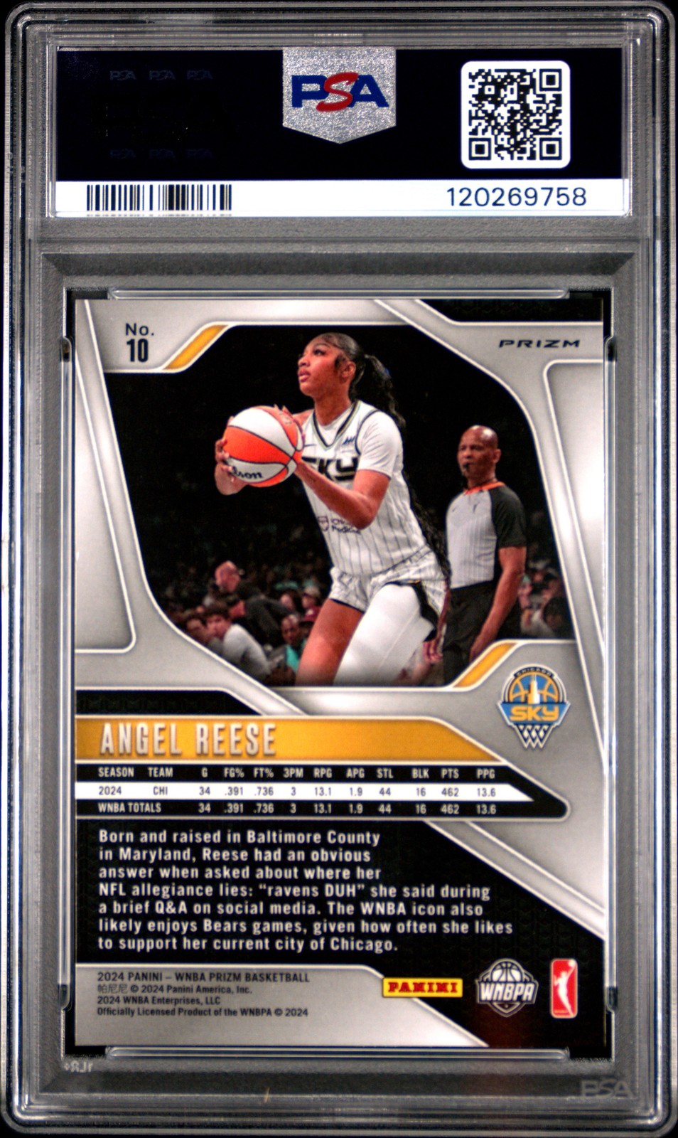 2024 Panini Prizm WNBA - ANGEL REESE #10 - Green Prizm Rookie - PSA 9 - ROOKIE