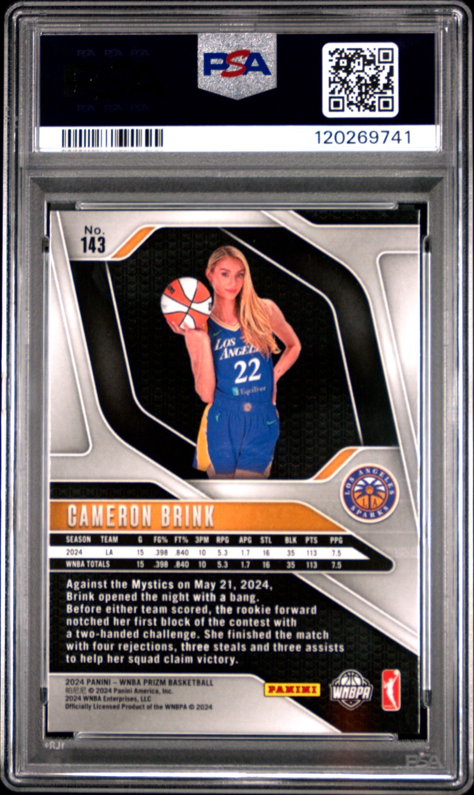 2024 Panini Prizm WNBA - CAMERON BRINK #143 b - Rookie - PSA - ROOKIE
