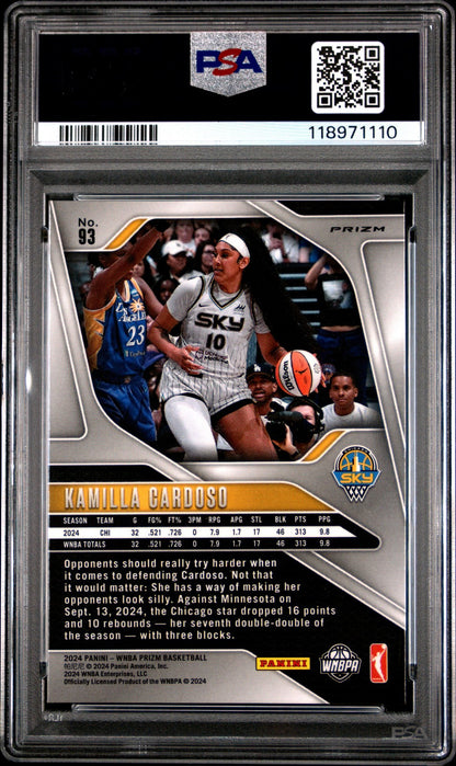 2024 Panini Prizm WNBA - KAMILLA CARDOSO #93 - Ice Rookie - PSA 9 - Ice ROOKIE