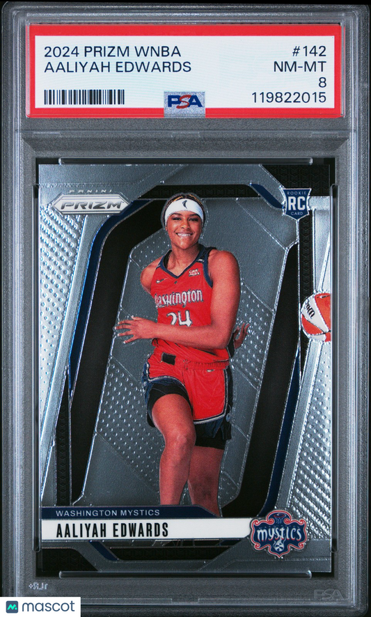2024 Panini Prizm WNBA - AALIYAH EDWARDS #142 a - Rookie - PSA 8 - ROOKIE