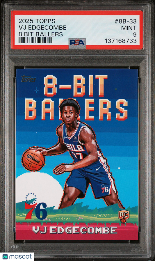 2025 Topps NBA -  VJ EDGECOMBE #8B-33 - 8-BIT BALLERS Rookie - PSA - ROOKIE