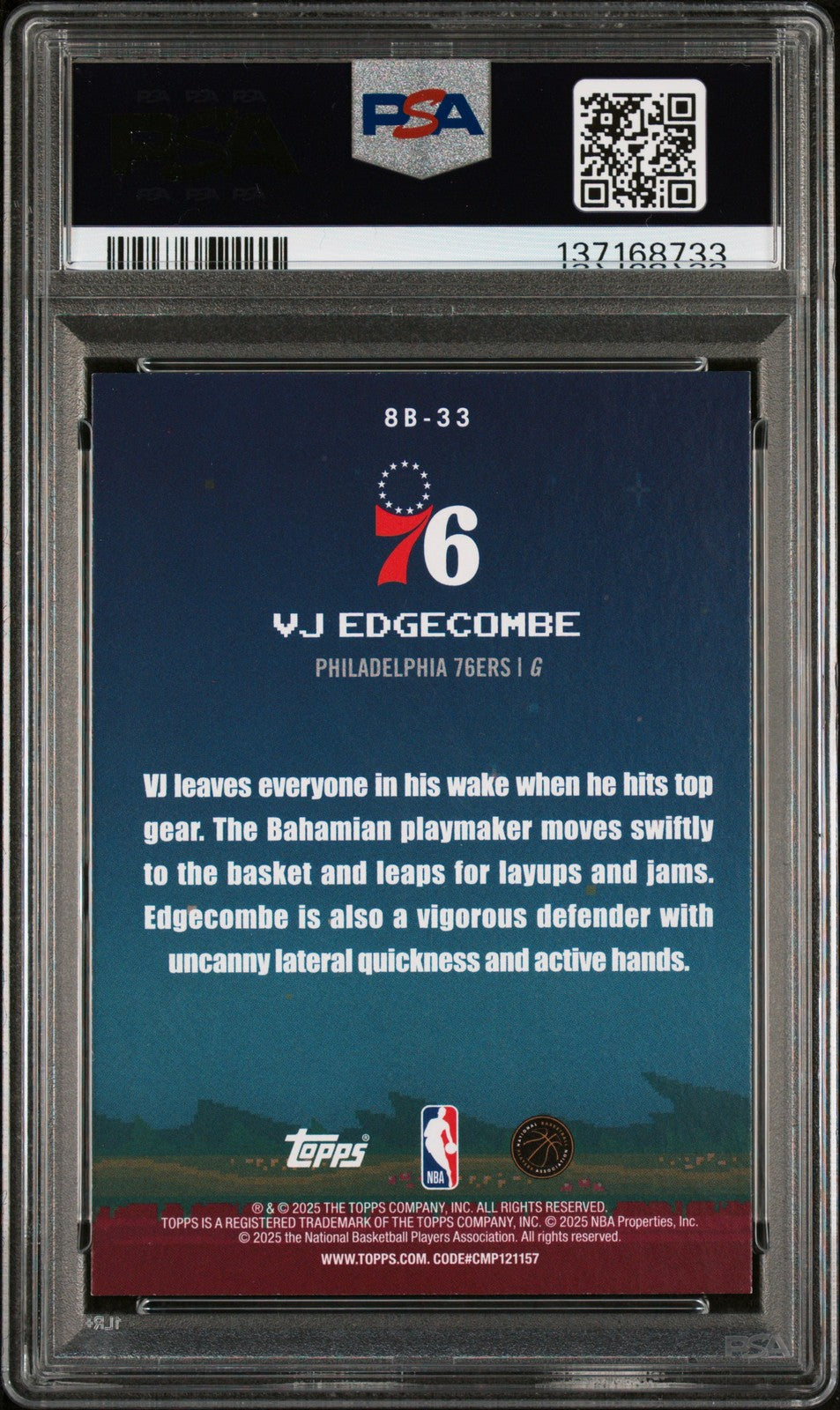 2025 Topps NBA -  VJ EDGECOMBE #8B-33 - 8-BIT BALLERS Rookie - PSA - ROOKIE
