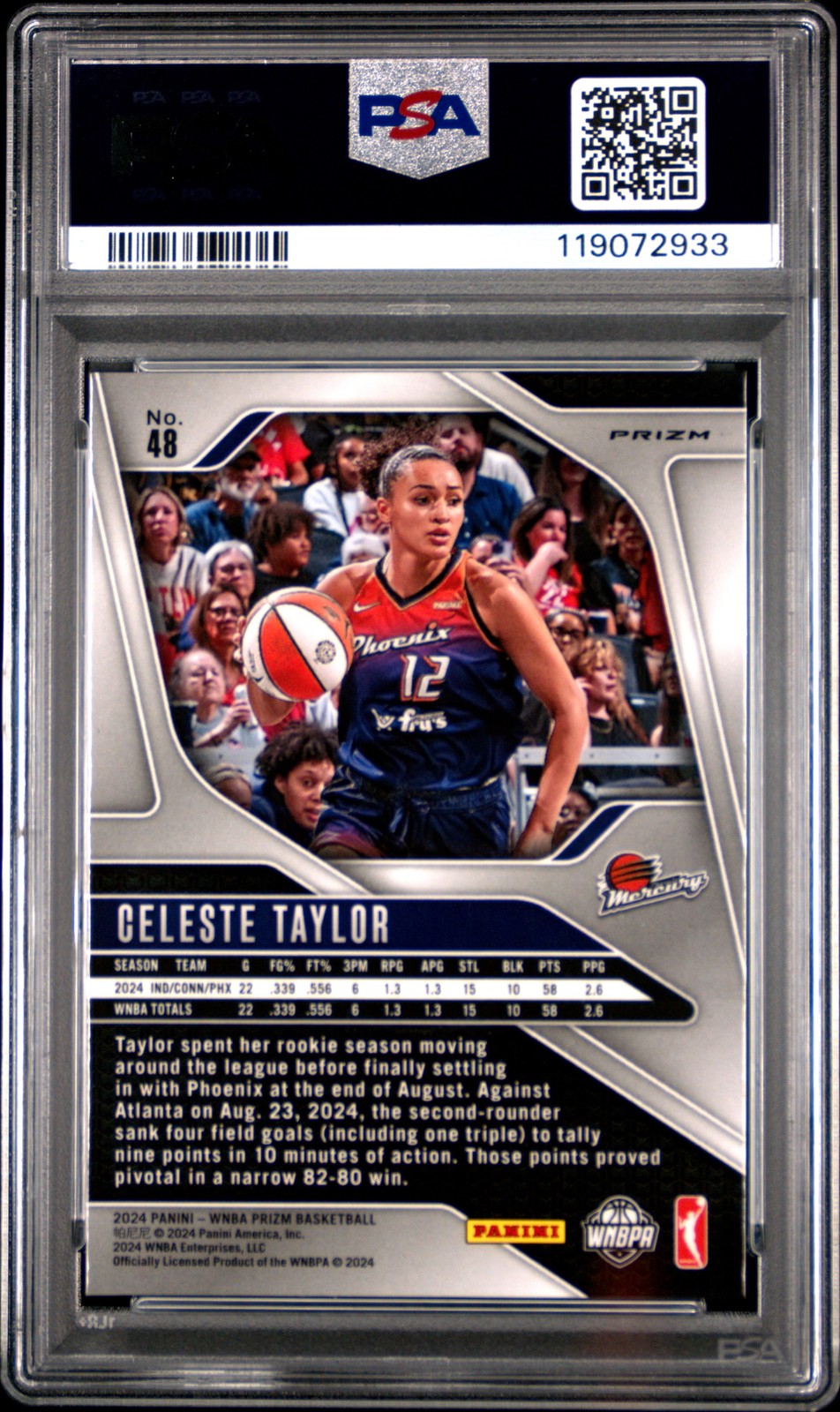 2024 Panini Prizm WNBA - CELESTE TAYLOR - Silver Prizm Rookie - PSA - ROOKIE