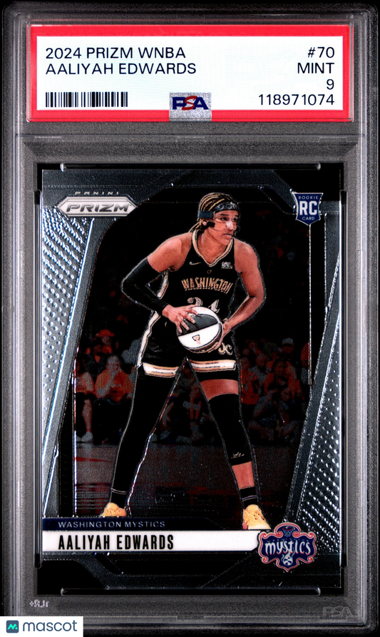 2024 Panini Prizm WNBA- AALIYAH EDWARDS #70 a - Rookie - PSA 9 - ROOKIE
