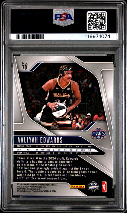 2024 Panini Prizm WNBA- AALIYAH EDWARDS #70 a - Rookie - PSA 9 - ROOKIE