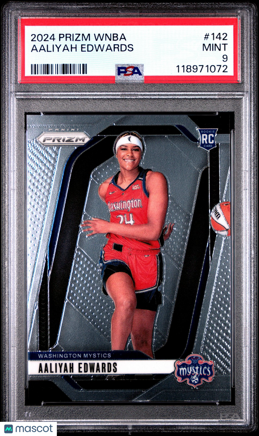 2024 Panini Prizm WNBA - AALIYAH EDWARDS #142 - Rookie - PSA 9 - ROOKIE