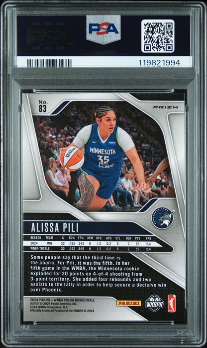 2024 Panini Prizm WNBA - ALISSA PILI #83 a - Ice Rookie - PSA 9 - Ice ROOKIE