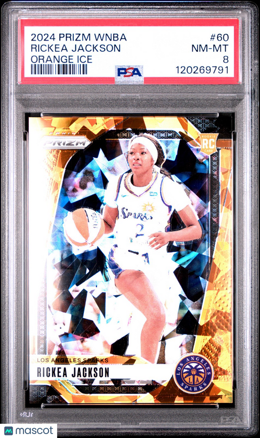 2024 Panini Prizm WNBA - RICKEA JACKSON #60 - Orange ICE - PSA 8 - ROOKIE - PSA
