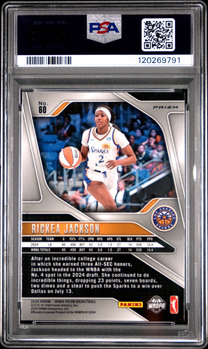 2024 Panini Prizm WNBA - RICKEA JACKSON #60 - Orange ICE - PSA 8 - ROOKIE - PSA