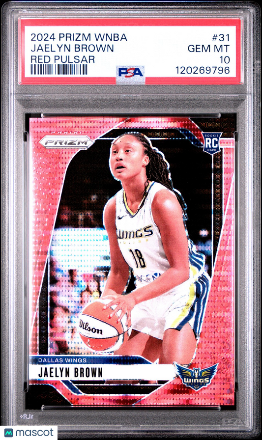 2024 Panini Prizm WNBA - JAELYN BROWN #31 - Rookie Red Pulsar/299 - PSA 10