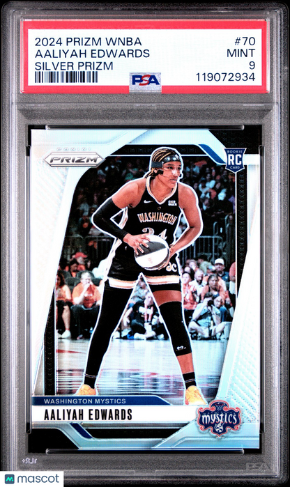 2024 Panini Prizm WNBA- AALIYAH EDWARDS #70a- Silver Prizm Rookie - PSA - ROOKIE