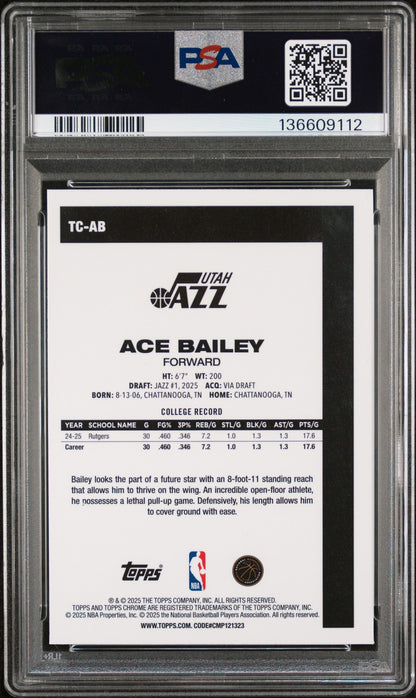 2025 Topps Silver Pack - ACE BAILEY #TC-AB - ROOKIE - PSA - ROOKIE