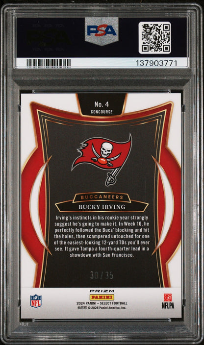 2024 Panini Select Football - BUCKY IRVING - WHITE PRIZM /35 - ROOKIE - PSA -/35