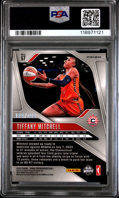 2024 Panini Prizm WNBA - TIFFANY MITCHELL #57 - Blue Pulsar /199 - PSA 10