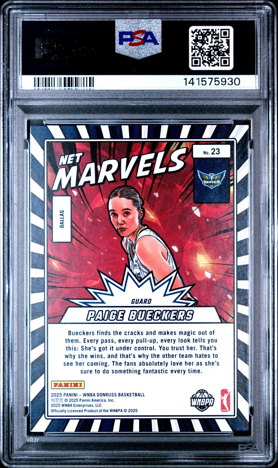 2025 Panini Donruss WNB - PAIGE BUECKERS #23 - Net Marvels Rookie - PSA - ROOKIE