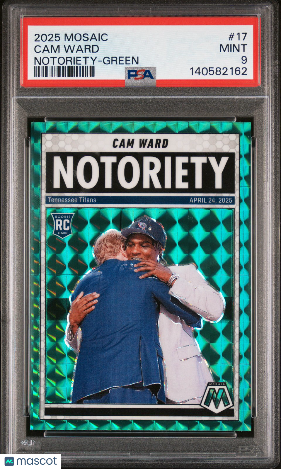 2025 Panini Mosaic Football NFL - CAM WARD #17 - NOTORIETY GREEN - PSA - ROOKIE