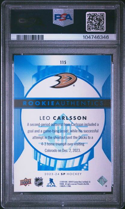 2023 Upper Deck SP Hockey NHL - LEO CARLSSON #115 - ROOKIE - BLUE - PSA - ROOKIE