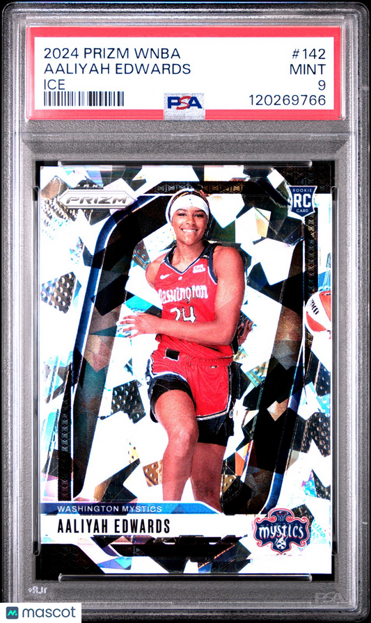 2024 Panini Prizm WNBA - AALIYAH EDWARDS #142 - Ice Rookie - PSA 9 - Ice ROOKIE