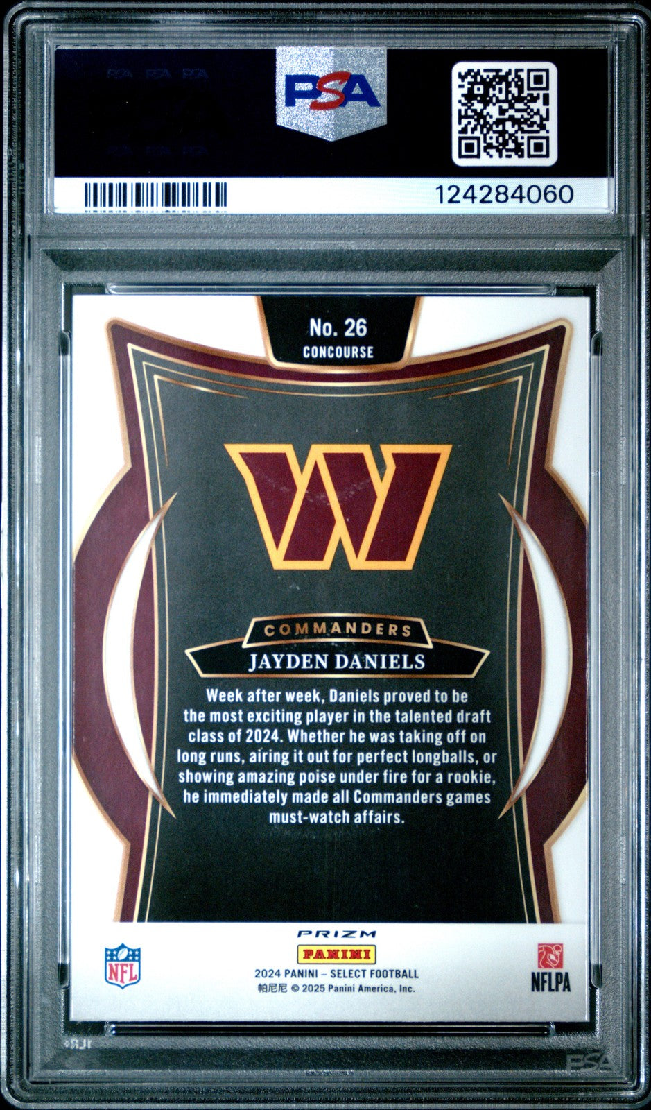2024 Panini Select Football - JAYDEN DANIELS #26 - SILVER PRIZM - PSA - ROOKIE