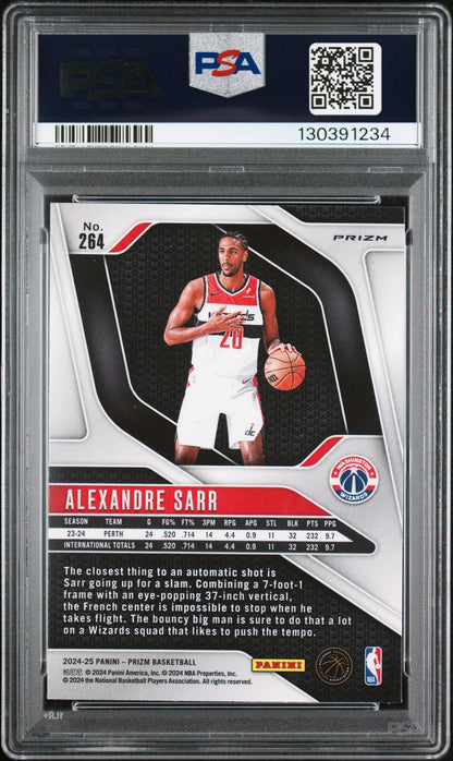 2024 Panini Prizm NBA - ALEXANDRE SARR #264 - SILVER PRIZM Rookie - PSA - ROOKIE