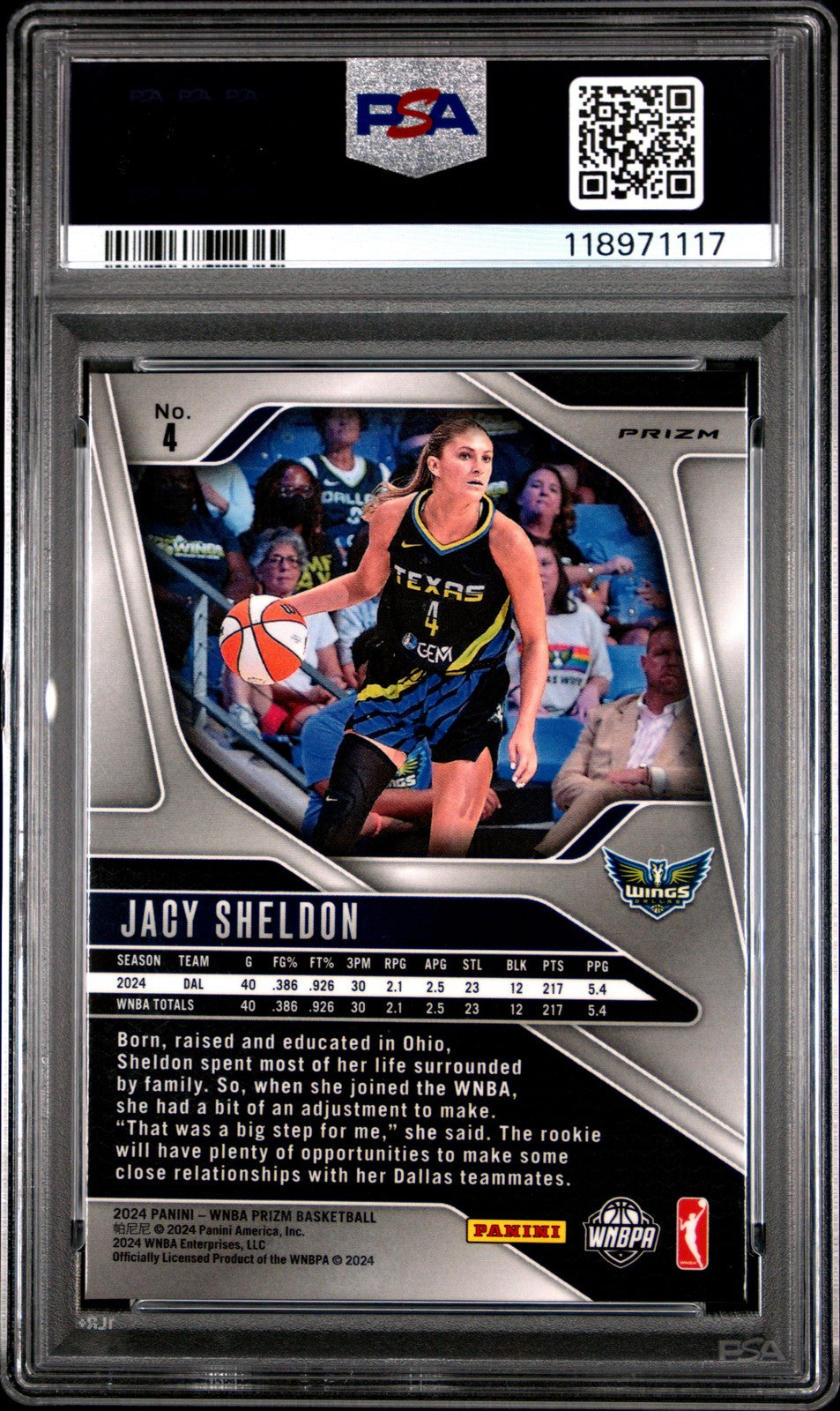 2024 Panini Prizm WNBA - JACY SHELDON #4 - Silver Prizm Rookie - PSA 8 - ROOKIE