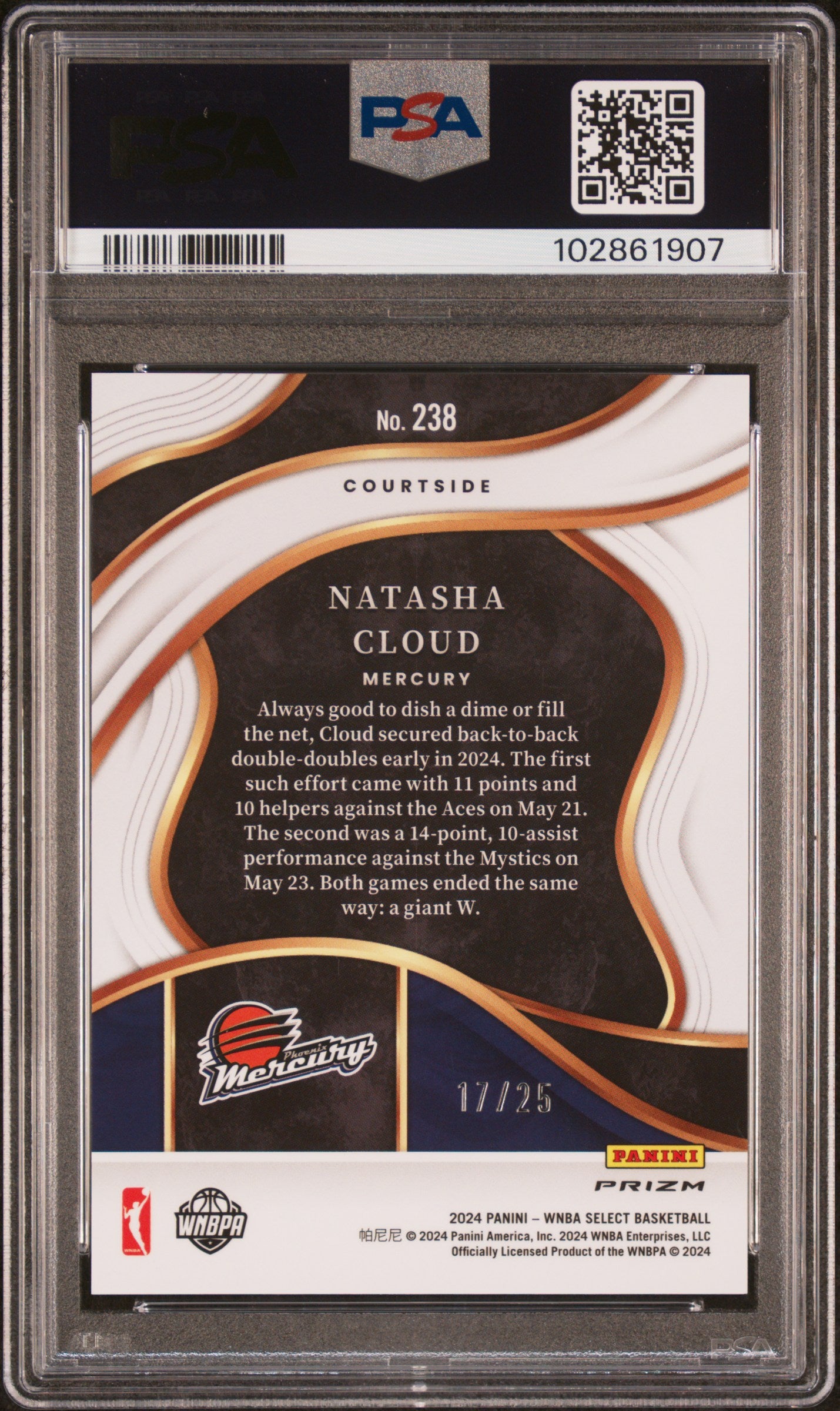 2024 Panini Select WNBA Natasha Cloud #238 Tie Dye Prizm - /25 PSA 9 - /25