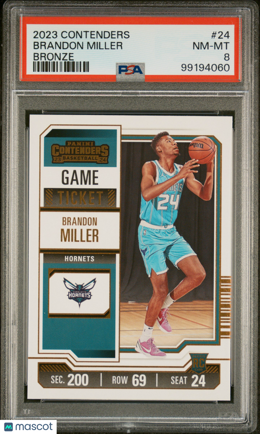2023 Contender Bronze #24 Brandon Miller Hornets RC ROOKIE PSA - ROOKIE