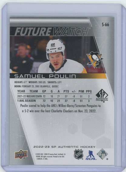 2022-23 SP Authentic Hockey Samuel Poulin #S-66 Future Watch Gold 33/50