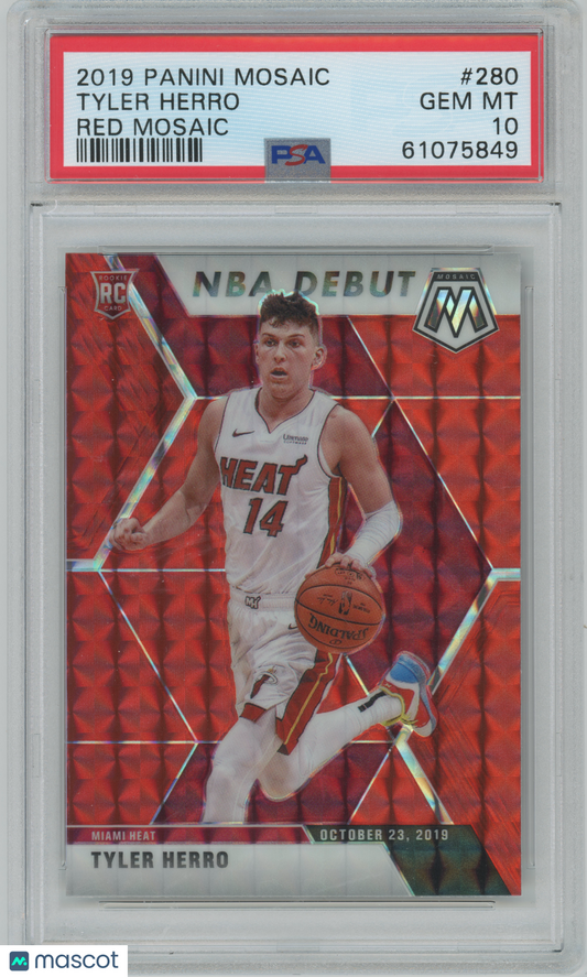 2019 Panini Mosaic - Tyler Herro #280 - ROOKIE - Red Mosaic - ROOKIE - PSA 10