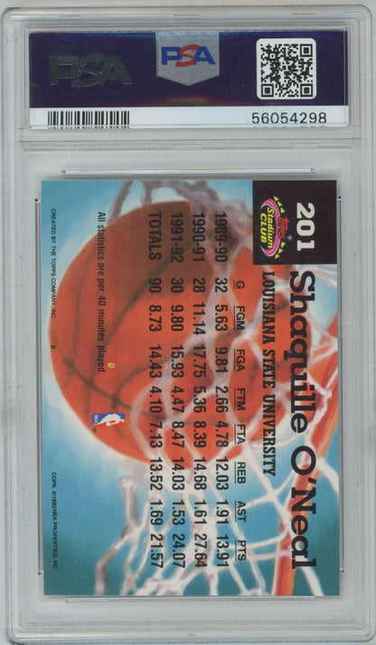 1992 Stadium Club Shaquille O'Neal #201 PSA 9 - ROOKIE