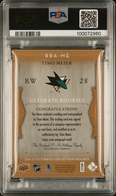 2016 Ultimate Collection - Timo Meier - Ultimate Rookie Autos /199 - PSA - /199